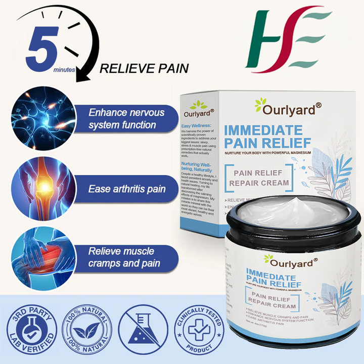 ✅HSE Approved: Ourlyard® Magnesium Pain Healing Bone Cream (Relief of neuropathy, muscle spasms, chronic pain, twitches or cramps, poor bone health and other arthritis)